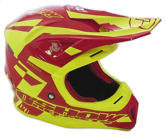 Fm racing Casco moto cross enduro in fibra o'show fm racing c4+ rosso giallo