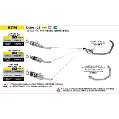 Arrow Collettore Racing KTM DUKE 125 2021/2023 taglia unica Arrow Collettore Racing KTM DUKE 125 2021/2023 taglia unica