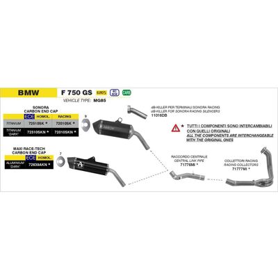 Arrow Collettori Racing BMW F 750 GS 2021/2024 taglia unica Arrow Collettori Racing BMW F 750 GS 2021/2024 taglia unica