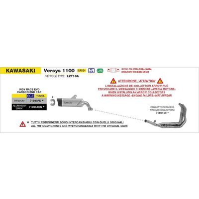 Arrow Collettori Racing Kawasaki VERSYS 1100 2025 taglia unica Arrow Collettori Racing Kawasaki VERSYS 1100 2025 taglia unica