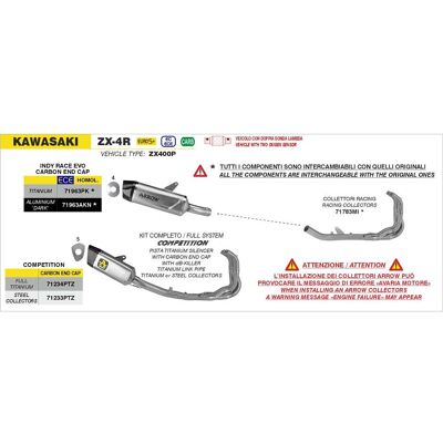 Arrow Collettori Racing Kawasaki ZX-4R 2024/2025 taglia unica Arrow Collettori Racing Kawasaki ZX-4R 2024/2025 taglia unica
