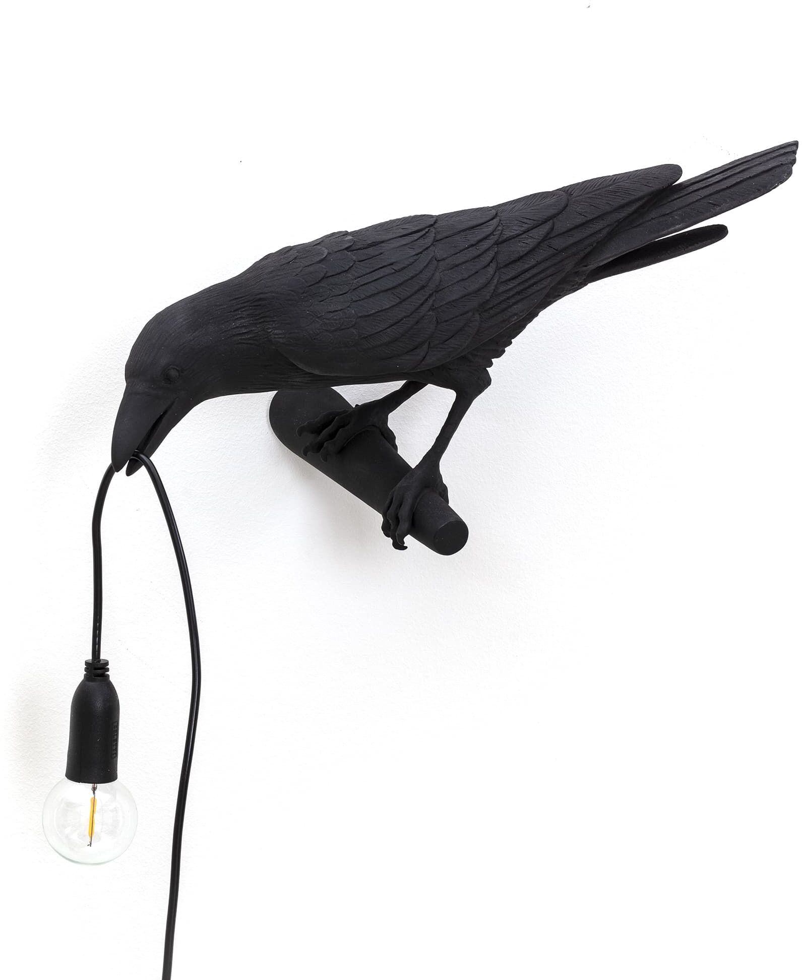 Seletti Bird Lamp Black Looking Left Outdoor Seletti Bird Lamp Black Looking Left Outdoor