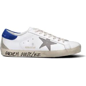 GOLDEN GOOSE SUPER-STAR CLASSIC Sneaker uomo bianca/blu in pelle BIANCO 41