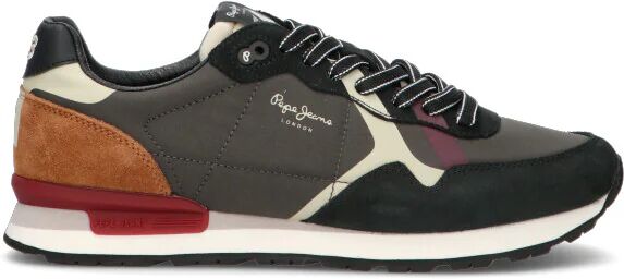 pepe jeans sneaker uomo grigia/nera in pelle marrone 45