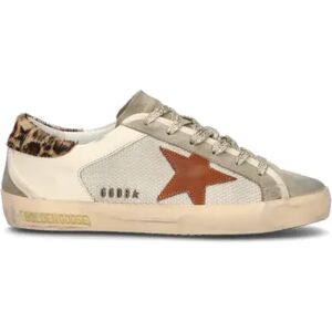 GOLDEN GOOSE SUPER-STAR DOUBLE QUARTER Sneaker donna panna/grigia in pelle BIANCO 38