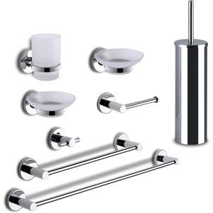 Set Accessori Bagno Gedy Felce Cromato Lucido Con Contenitori In Vetro Satinato (0000FE991300000)