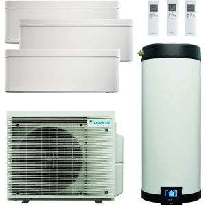 Daikin Multi+ Sistema Di Condizionamento Trial Split E Acqua Calda Sanitaria - Unità Interne Stylish Bianco 9000+9000+12000 Btu - Serbatoio 120 L (4MWXM52A-2FTXA25AW-35-EKHWET120BV3)