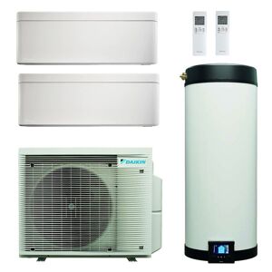 Daikin Multi+ Sistema Di Condizionamento Dual Split E Acqua Calda Sanitaria - Unità Interne Stylish Bianco 9000+9000 Btu - Serbatoio 90 L (4MWXM52A-2FTXA25AW-EKHWET90BV3)