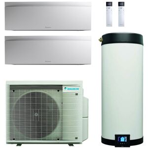 Daikin Multi+ Sistema Di Condizionamento Dual Split E Acqua Calda Sanitaria - Unità Interne Emura 3 Bianco 9000+12000 Btu - Serbatoio 120 L (4MWXM52A-FTXJ25AW-35-EKHWET120BV3)