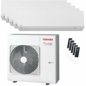 Condizionatore Toshiba Shorai Edge White Penta Split 7000+9000+9000+9000+16000 Btu Inverter A++ Wifi Unità Esterna 10 Kw (RAS-5M34G3AVG-E/RAS-B07G3KVSG-E_1/RAS-B10G3KVSG-E_3)