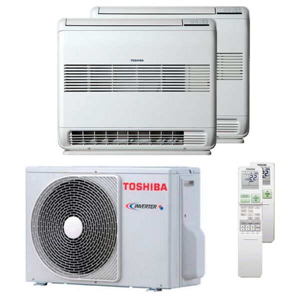 condizionatore toshiba console j2 dual split 9000+12000 btu inverter a++ unità esterna 5,2 kw (ras-2m18g3avg-e-ras-b10j2fvg-e-2-1f5184)