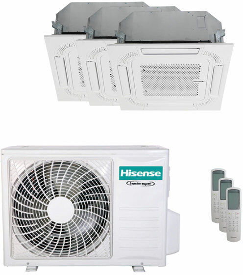 Condizionatore Hisense Cassetta Act Trial Split 12000+12000+12000 Btu Inverter A++ Unità Esterna 7 Kw (3AMW72U4RJC/ACT35UR4RCC8_3)