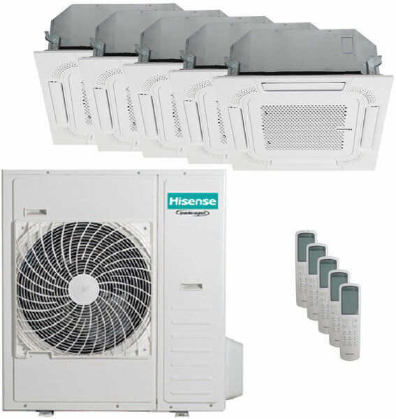 Condizionatore Hisense Cassetta Act Penta Split 9000+9000+12000+12000+12000 Btu Inverter Unità Esterna 12.5 Kw (5AMW125U4RTA/ACT26UR4RCC8_2/ACT35UR4RCC8_3)