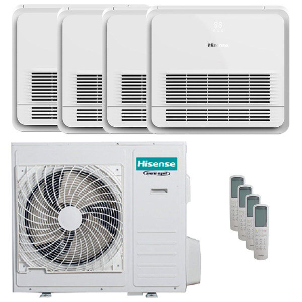 Condizionatore Hisense Console Akt Quadri Split 9000+9000+12000+18000 Btu Inverter A++ Unità Esterna 10 Kw (4AMW105U4RAA/AKT26UR4RSK8_2/AKT35UR4RSK8_1/AKT52UR4RK4_1)