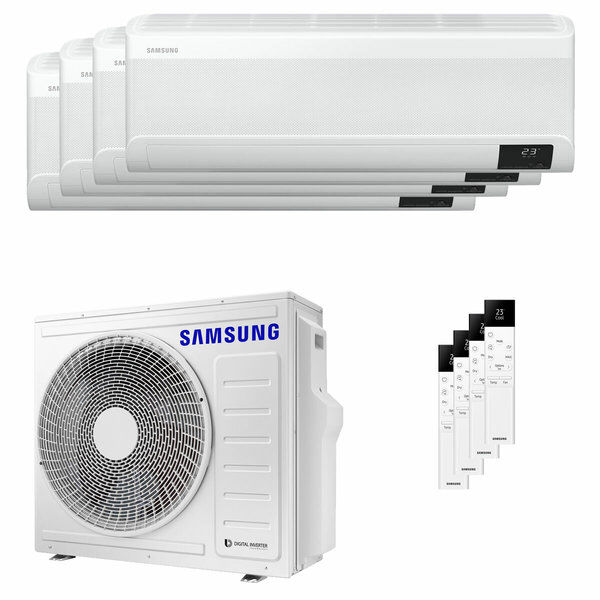Condizionatore Samsung Windfree Elite 2023 Quadri Split 7000+7000+7000+9000 Btu Inverter A++ Wifi Unità Esterna 8 Kw (AJ080TXJ4KG/EU/AR07CXCAAWKNEU_3/AR09CXCAAWKNEU_1)