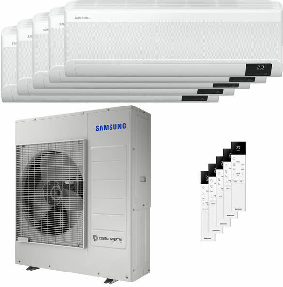 Condizionatore Samsung Windfree Elite 2023 Penta Split 7000+12000+12000+12000+12000 Btu Inverter A++ Wifi Unità Esterna 10 Kw (AJ100TXJ5KG/EU/AR07CXCAAWKNEU_1/AR12CXCAAWKNEU_4)