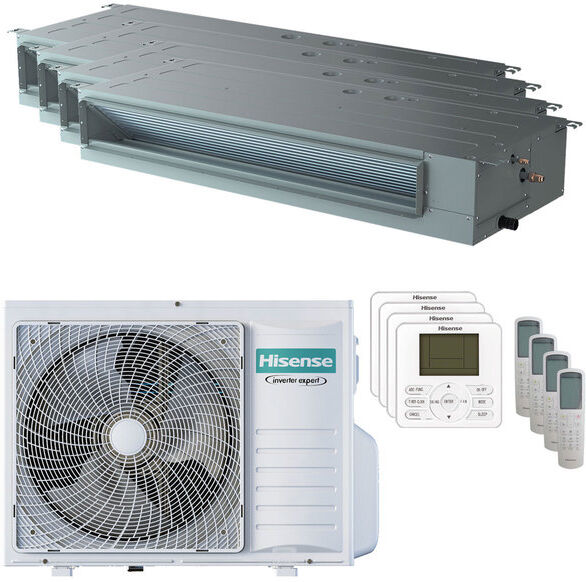 Condizionatore Hisense Canalizzabile Adt Quadri Split 9000+9000+9000+12000 Btu Inverter A++ Unità Esterna 8 Kw 2023 (4AMW81U4RJC/ADT26UX4RBL8_3/ADT35UX4RBL8_1)