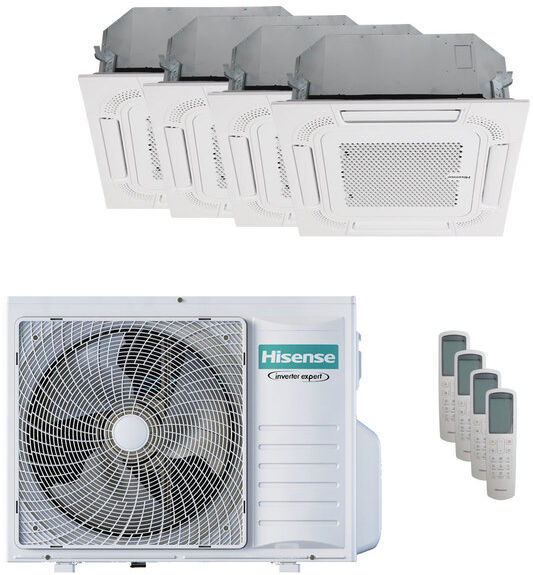 Condizionatore Hisense Cassetta Act Quadri Split 9000+9000+9000+9000 Btu Inverter A++ Unità Esterna 8 Kw 2023 (4AMW81U4RJC/ACT26UR4RCC8_4)