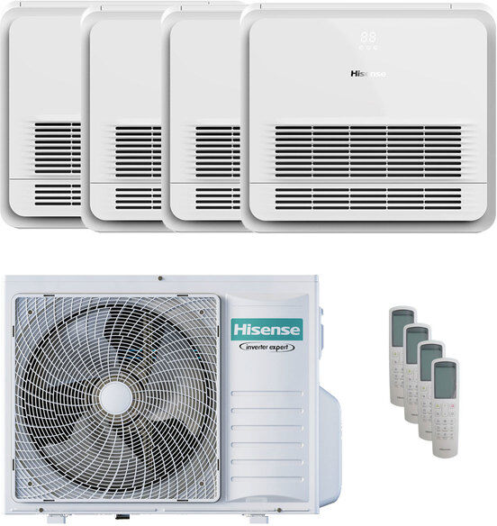 Condizionatore Hisense Console Akt Quadri Split 9000+9000+9000+9000 Btu Inverter A++ Unità Esterna 8 Kw 2023 (4AMW81U4RJC/AKT26UR4RK8_4)