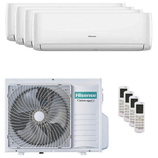 Condizionatore Hisense Hi-Comfort Quadri Split 7000+7000+7000+12000 Btu Inverter A++ Wifi Unità Esterna 8 Kw (4AMW81U4RJC/CF20YR04G_3/CF35MR04G_1)