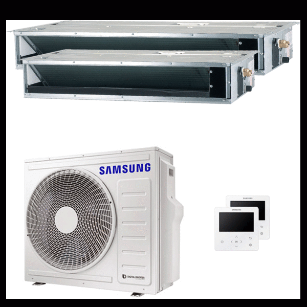 Condizionatore Samsung Canalizzabile Dual Split 12000+18000 Btu Inverter A++ Unità Esterna 8 Kw (AJ080TXJ4KG/EU-AJ035TNLDEG/EU-2)