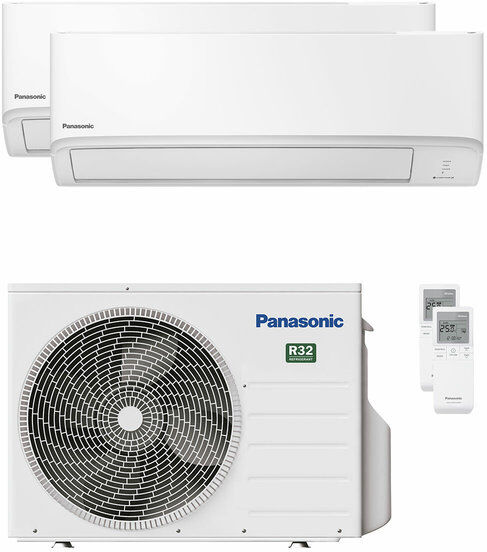 Condizionatore Panasonic Serie Tz Dual Split 7000+9000 Btu Inverter A+++ Wifi Unità Esterna 3.5 Kw (CU-2Z35TBE/CS-TZ20ZKEW_1/CS-TZ25ZKEW_1)