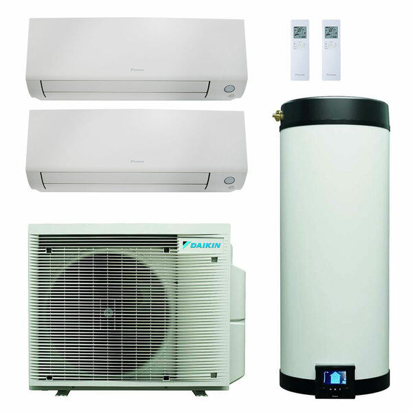 Daikin Multi+ Sistema Di Condizionamento Dual Split E Acqua Calda Sanitaria - Unità Interne Perfera All Seasons 12000+12000 Btu - Serbatoio 90 L (4MWXM52A-2FTXM35A-EKHWET90BV3)