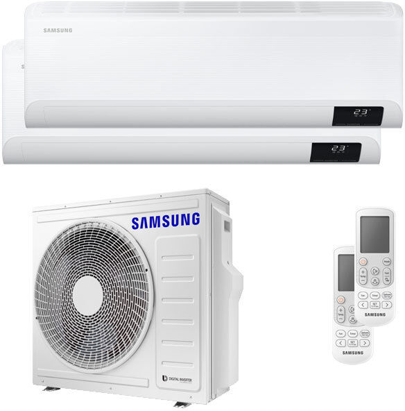 Condizionatore Samsung Cebu Wi-Fi Dual Split 12000+18000 Btu Inverter A++ Wifi Unità Esterna 8,0 Kw (AJ080TXJ4KG/EU-AR12TXFYAWKNEU-2)