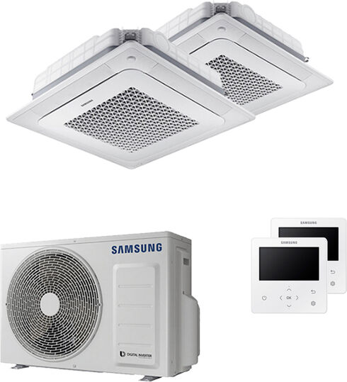 Condizionatore Samsung Cassetta Windfree 4 Vie Dual Split 12000+12000 Btu Inverter A+++ Unità Esterna 5,0 Kw (AJ050TXJ2KG/EU-AJ035TNNDKG/EU-2)