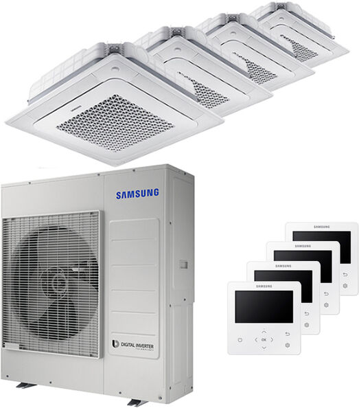 Condizionatore Samsung Cassetta Windfree 4 Vie Quadri Split 12000+12000+12000+12000 Btu Inverter A++ Unità Esterna 10,0 Kw (AJ100TXJ5KG/EU-AJ035TNNDKG/EU-4)