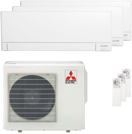 Mitsubishi Condizionatore Mitsubishi Electric Serie Ay Trial Split 9000+9000+18000 Btu Inverter A++ Wifi Unità Esterna 5.4 Kw (MXZ-3F54VF3-E2/MSZ-AY25VGKP-E6_2/MSZ-AY50VGKP-E6_1)