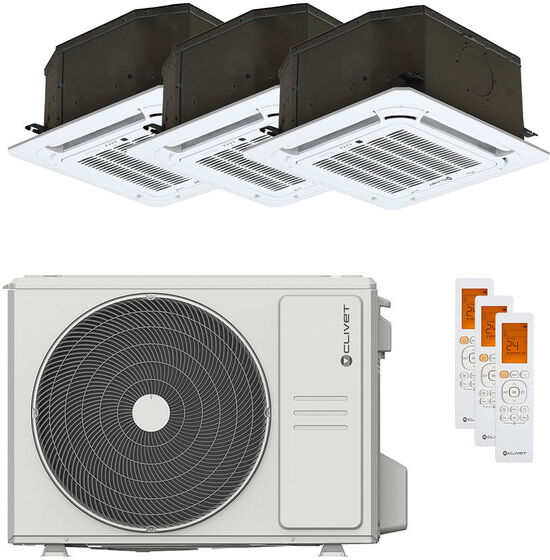 Climatizzatore Clivet Box 2 650x650 Cassetta Test Split 4 Vie 9000+12000+12000 Btu Unità Esterna Inverter A++ 7.9 Kw (89112265/89112291_1/89102297_2)