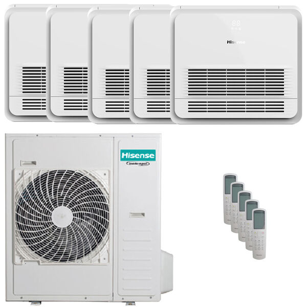 Condizionatore Hisense Console Akt Penta Split 9000+9000+9000+9000+12000 Btu Inverter Unità Esterna 12.5 Kw (5AMW125U4RTA/AKT26UR4RSK8_4/AKT35UR4RSK8_1)