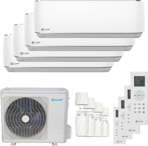 Condizionatore Clivet Cristallo Quadri Split 7000+7000+9000+18000 Btu Inverter A++ Wifi Unità Esterna 10,6 Kw (MU1-Y105M-IM1-XY20M-4)