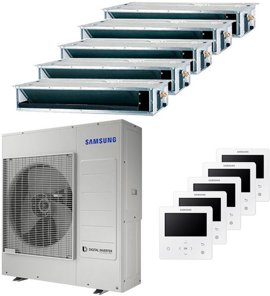 Samsung Condizionatore Samsung Canalizzabile Penta Split 9000+12000+12000+12000+12000 Btu Inverter A++ Unità Esterna 10 Kw (AJ100TXJ5KG/EU-AJ026TNLDEG/EU-5-46E4FB)