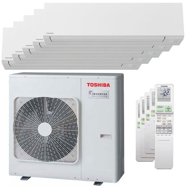 Toshiba Condizionatore Toshiba Shorai Edge Penta Split 9000+9000+9000+12000+16000 Btu Inverter A++ Wifi Unità Esterna 10,0 Kw (RAS-5M34U2AVG-E-RAS-B10N4KVSG-E-5-0A1E90)
