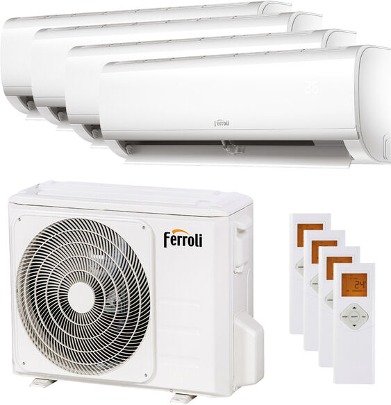 Condizionatore Ferroli Diamant Plus M Quadri Split 7000+7000+7000+18000 Btu Inverter A++ Wifi Unità Esterna 8,2 Kw (2CO9AA2F-2CO9B00F-4-78F5BC)