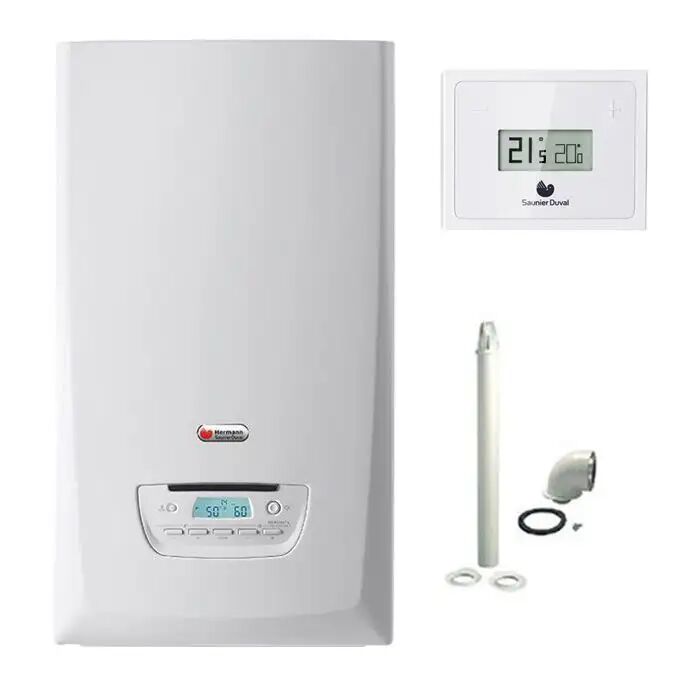 Hermann Saunier Duval Caldaia A Condensazione  Themafast 4 Condensing 30 Kw + Migo Metano O Gpl Erp Con Kit Fumi Hermann Saunier Duval Caldaia A Condensazione  Themafast 4 Condensing 30 Kw + Migo Metano O Gpl Erp Con Kit Fumi