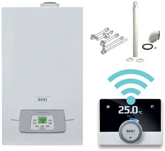 Baxi Caldaia A Condensazione Luna Alux 24 Ga 24 Kw Erp + Metano Con Kit Fumi Kit Idraulico E Mago