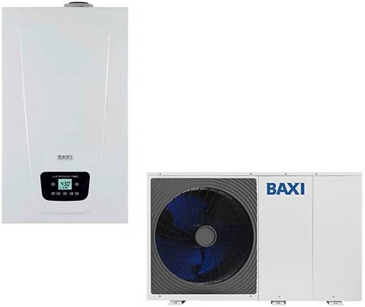 Baxi Sistema Ibrido Con Caldaia Da 33 Kw In Integrazione Alla Pompa Di Calore Auriga 9 Kw Monoblocco Inverter Monofase R32