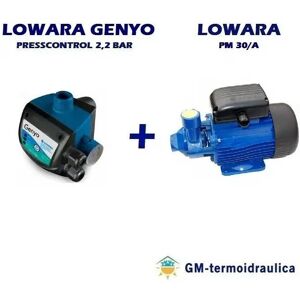 Kit Autoclave Elettropompa Periferica Lowara Pm 30 0,7 Hp 0,5 Kw + Press Control Lowara Genyo 8a/f22 2,2 Bar