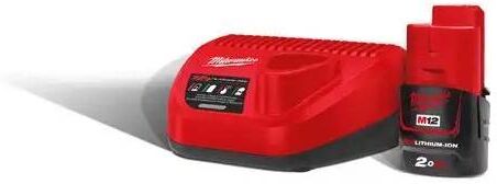 Milwaukee M12 Nrg-201 Kit Batteria Al Litio E Caricabatterie Da 2 Ah 12 V Per Trapano Avvitatore A Impulsi