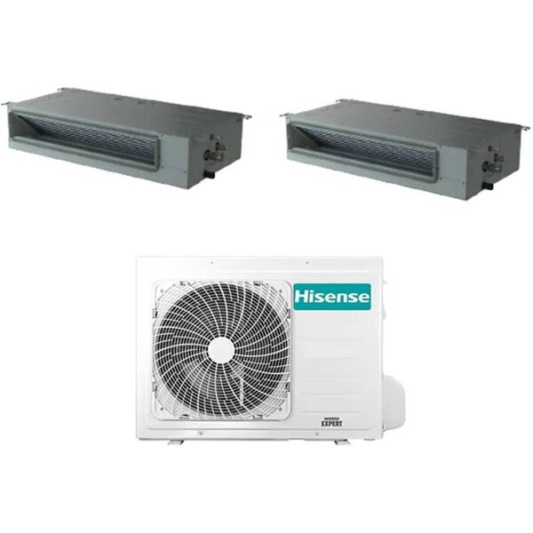 hisense condizionatore climatizzatore con inverter canalizzato dual split 9+12 btu in a++ 2amw52u4rxc