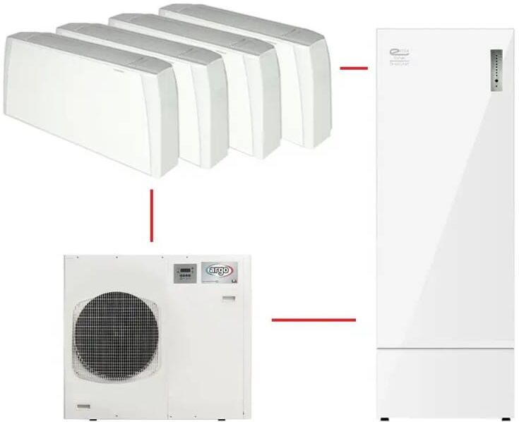 Argo Sistema A Pompa Di Calore Im Da 11 Kw Completo Di Accumulo Emix Tank 200 E Fancoil Sabiana Crc 23