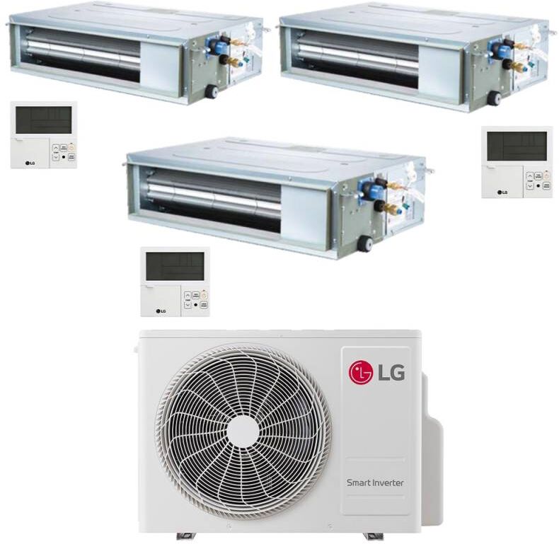 LG Climatizzatore Canalizzato Con Inverter Trial Split 9000+9000+9000 Btu A+++ Mu3r21 In R32