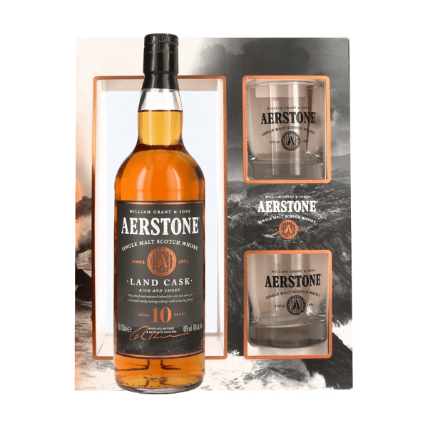 william grant aerstone 10 years old land cask 70cl (confezione con 2 bicchieri)