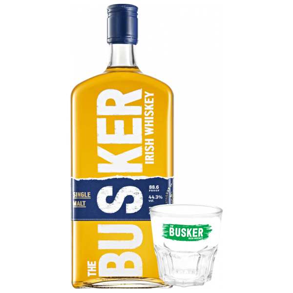 royal oak distillery irish whiskey single malt the busker 70cl + omaggio 2 bicchieri the busker