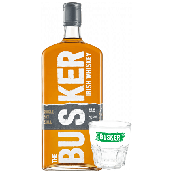 royal oak distillery irish whiskey single pot still the busker 70cl + omaggio 2 bicchieri the busker