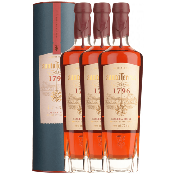 3 bottiglie rum santa teresa 1796 70cl (astucciato)