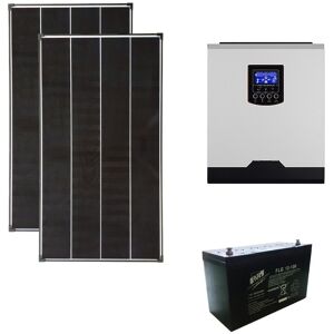 IoRisparmioEnergia Selection Kit fotovoltaico ibrido ad isola 0,3 kWp con inverter 1000W 12V PWM e batteria 100Ah   KIT03KWKS